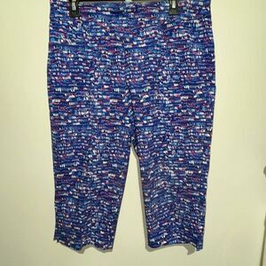 Coconut Row Palm Beach Women's Multicolor Patterned Pull-On Capri Pants‎ Size 14